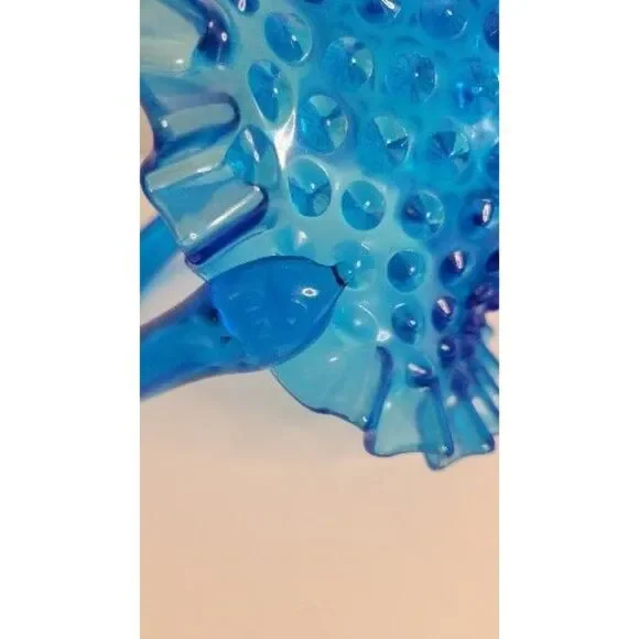 Vintage Fenton Colonial Blue Hobnail‎ Glass Basket Ruffled Edge ~ 7.25" - Picture 5 of 8